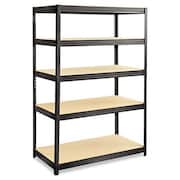 SAFCO Safco, Boltless Steel/particleboard Shelving, Five-Shelf, 48w X 24d X 72h, Black 6244BL